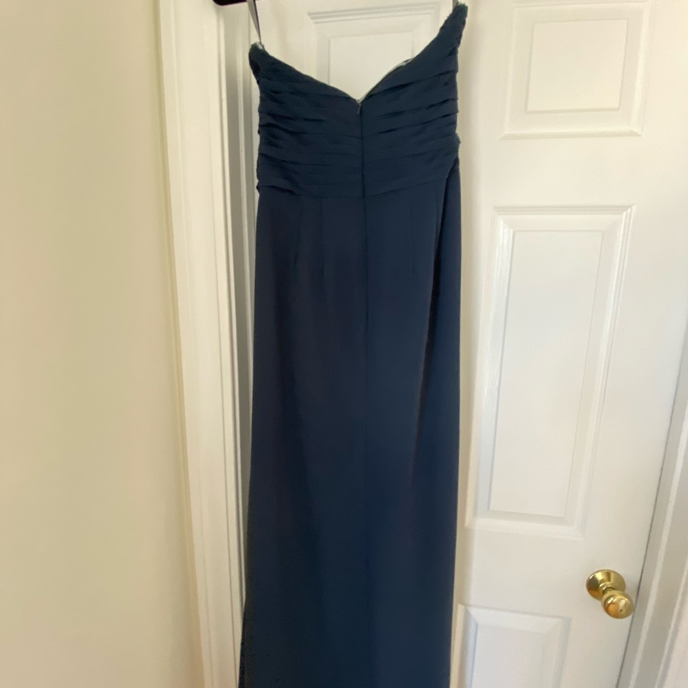 Bill Levkoff navy long strapless dress skate 12 - Picture 2 of 2